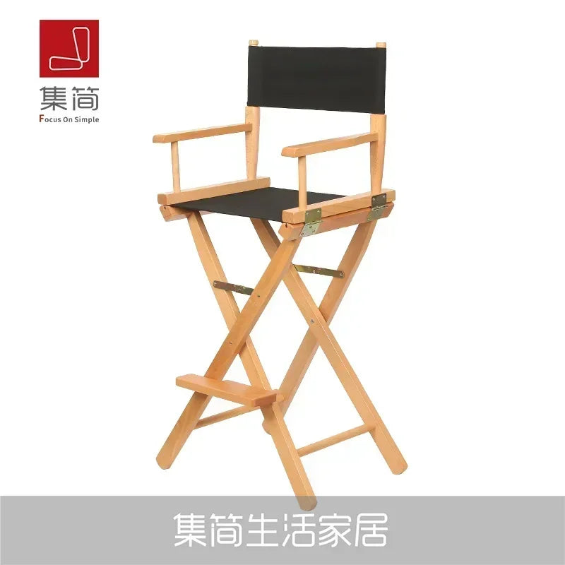 Versatile Solid Wood Director Chair Folding Canvas High Stool Multipurpose Office Chair Makeup Chair Portable Seat Comfortable