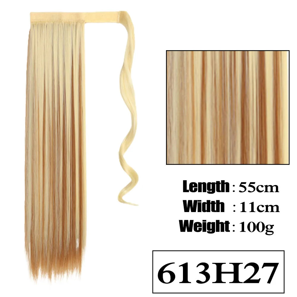 VIVIEIEI Ponytail Hair Extension 22 Inch 100g Natural Black Ponytail Extension Clip in Wrap Around Hair Extension Hairpieces