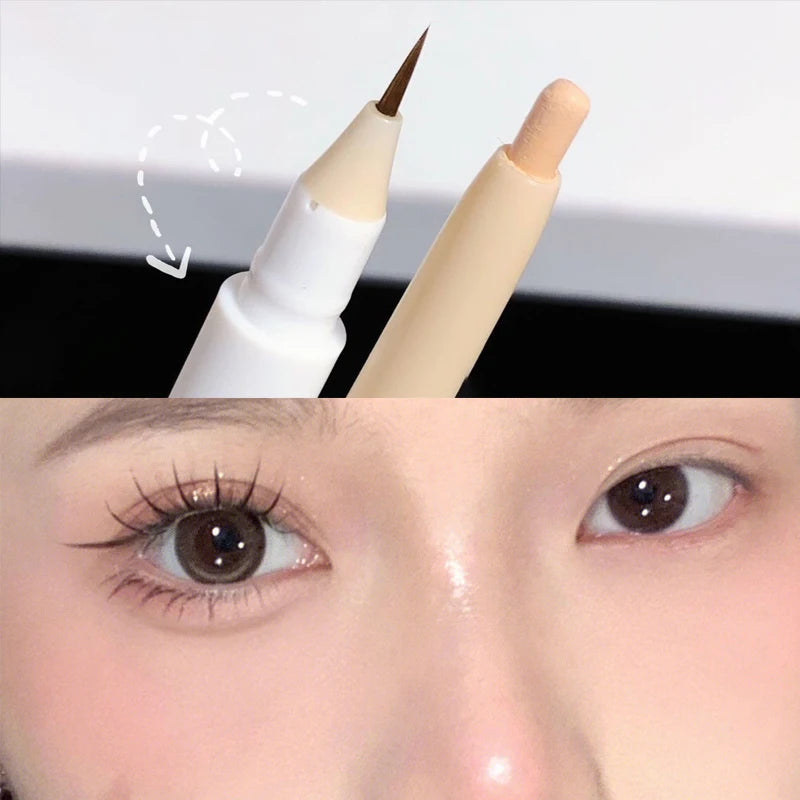 2 In 1 Liquid Eye Liner Shadow Pen Ultra Glitter Eyeliner Pencil Lasting Korean Eyes Makeup High Gloss Pigment Silkworm Gel Pen