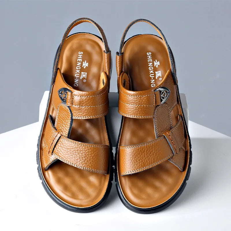 Big Size 49 Summer SplitLeather Beach Sandals Men Shoes Big Size 49 50 Leather Sandals for Men Soft Outdoor Walking Man Footwear