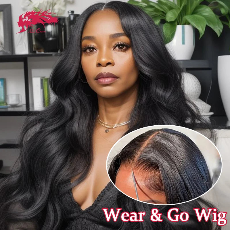 Ali Queen Body Wave Wear Go Glueless Wigs 6x4 HD Lace Closure Glueless Wig Human Hair Ready To Wear Pre Cut Preplucked 14-32inch