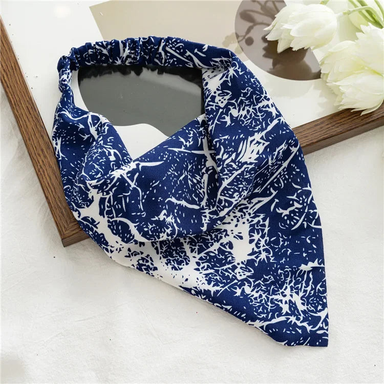 Bohemia Women Bandana Hair Scarf Summer Vintage Printted Chiffon Head Scarf Elastic Hair Bands Headwear Turban Femme Wholesale