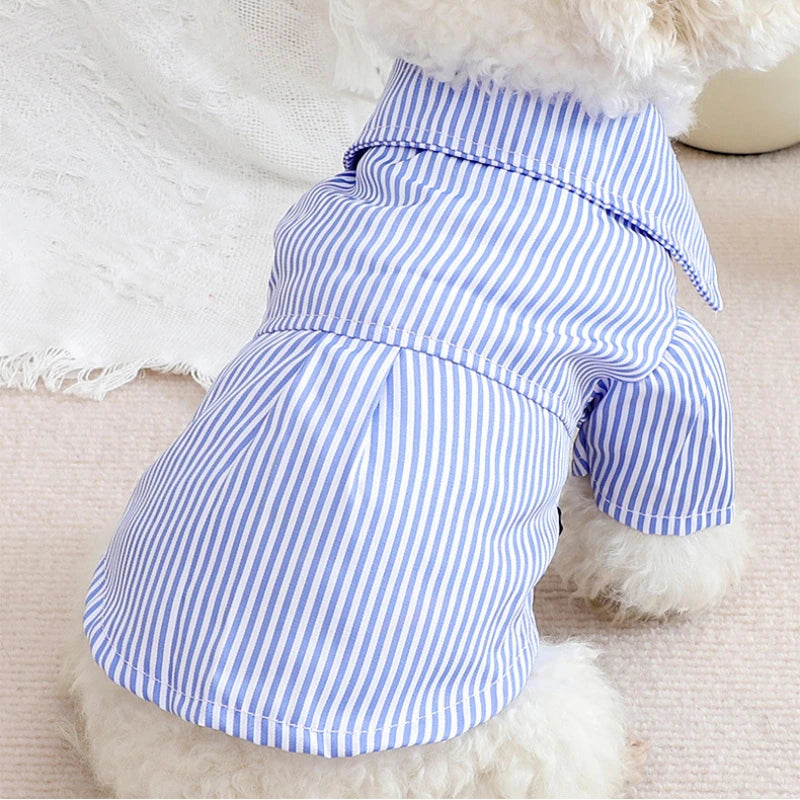 Dog Bowknot Striped Shirt Small Dogs