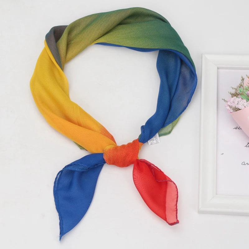 New 65x65cm Summer Chiffon Solid Color Square Scarf Ladies Head Neck Scarves Female Hair Ties Bands Neckerchief Shawls