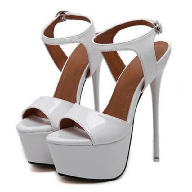 Aneikeh Big Shoe Size 41 42 43 44 45 46 High Heels Sandals Summer Sexy Open Toe Party Dress 16CM Platform Gladiator Women Pumps