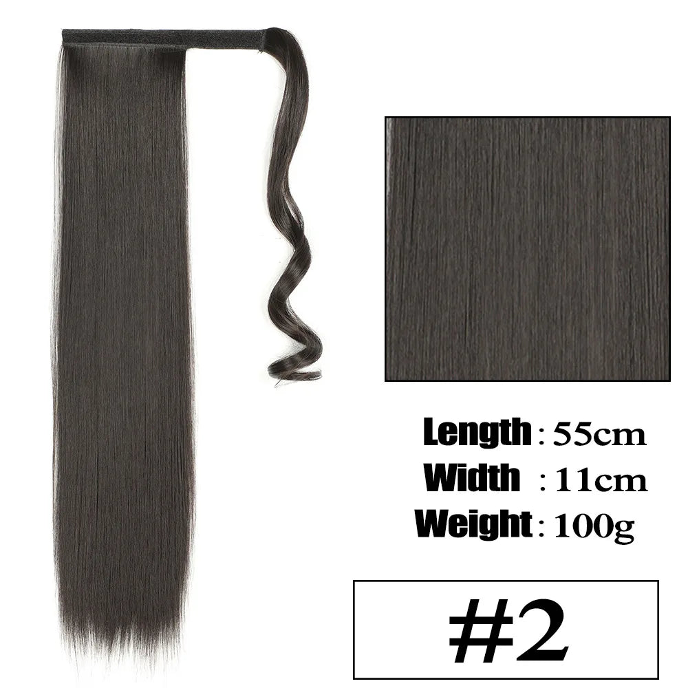 VIVIEIEI Ponytail Hair Extension 22 Inch 100g Natural Black Ponytail Extension Clip in Wrap Around Hair Extension Hairpieces