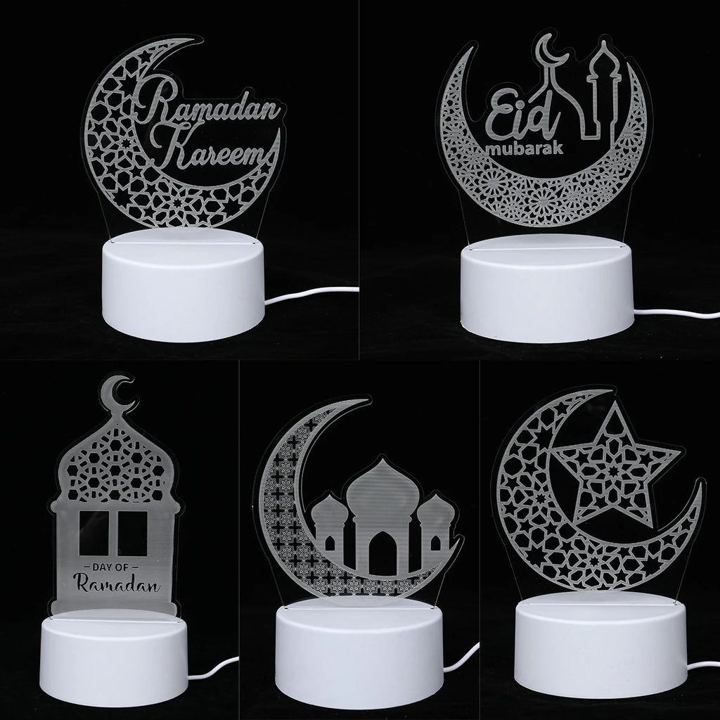Eid Mubarak 3D LED Lamp Ramadan Night Light 2025