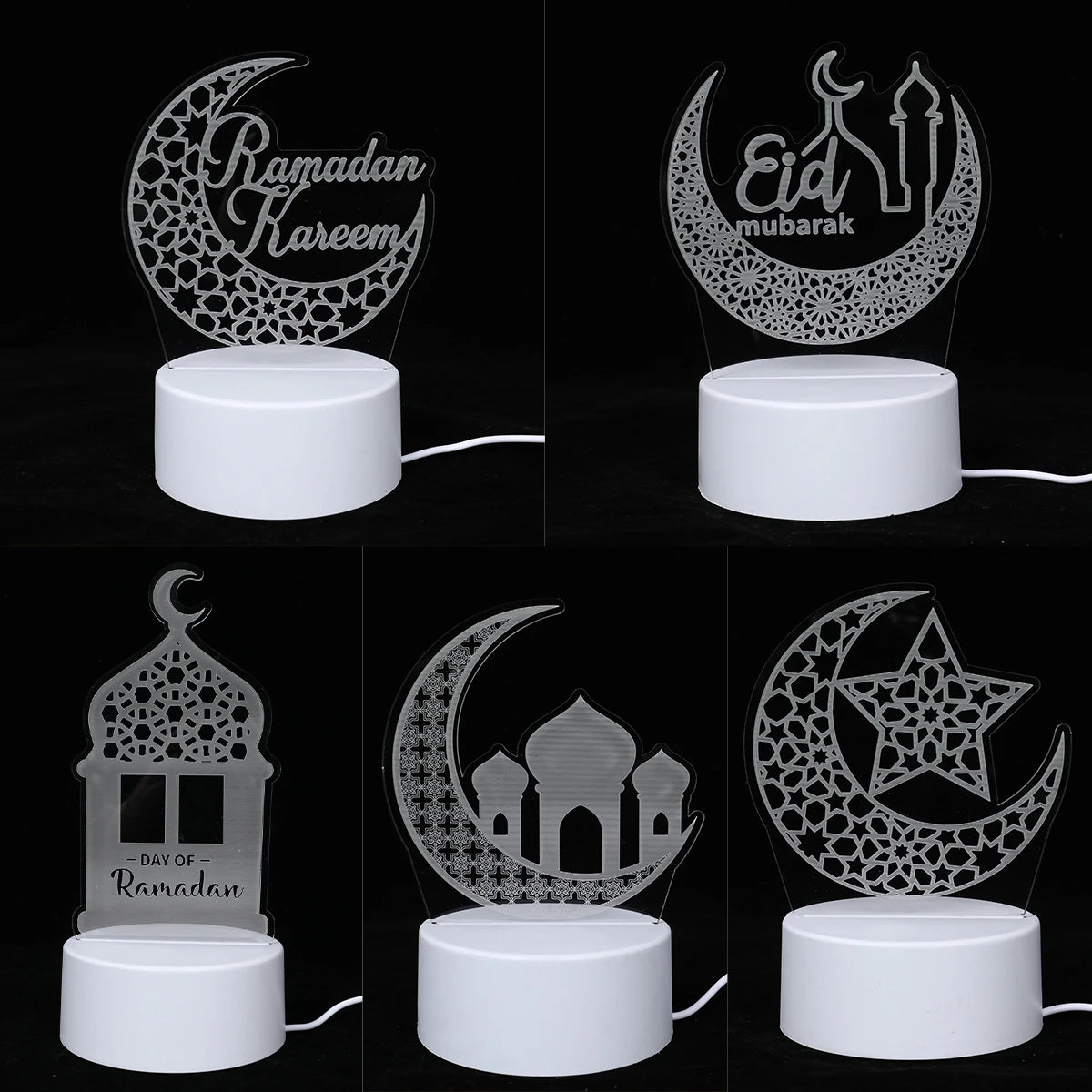 Eid Mubarak 3D LED Lamp Ramadan Night Light 2025