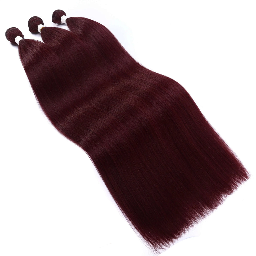 Straight Hair Bundle Super Long Synthetic Weave Hair Extension Fake Yaki Straight Hair Weaving Orange Color Full to End YunRong