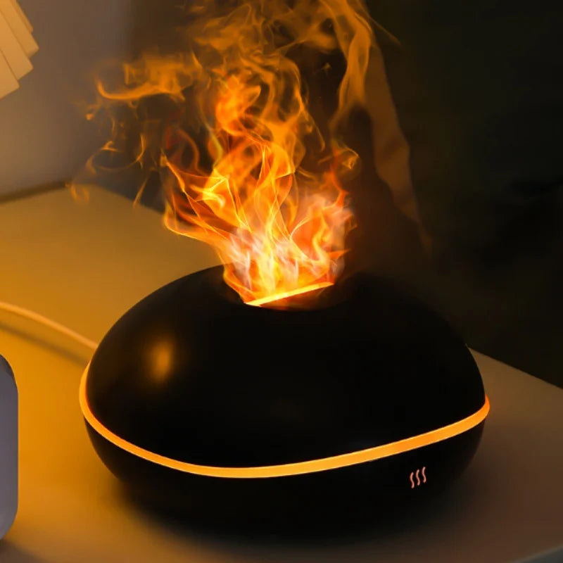 2024 New Simulated Flame Humidifier Colorful Night Light Ultrasonic Atomization Can Add Essential Oil Small Aromatherapy Machine