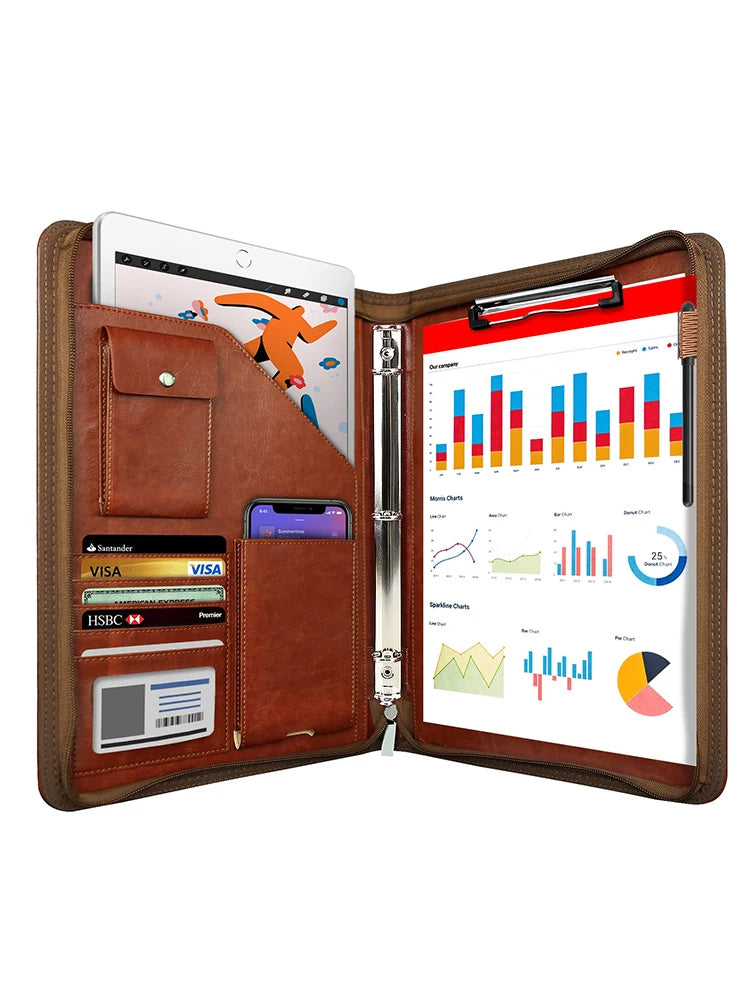 Multifunctional A4 Conference Folder Business Stationery Folder Leather Contract File FoldersTravel Document Folder NEWYES 2024
