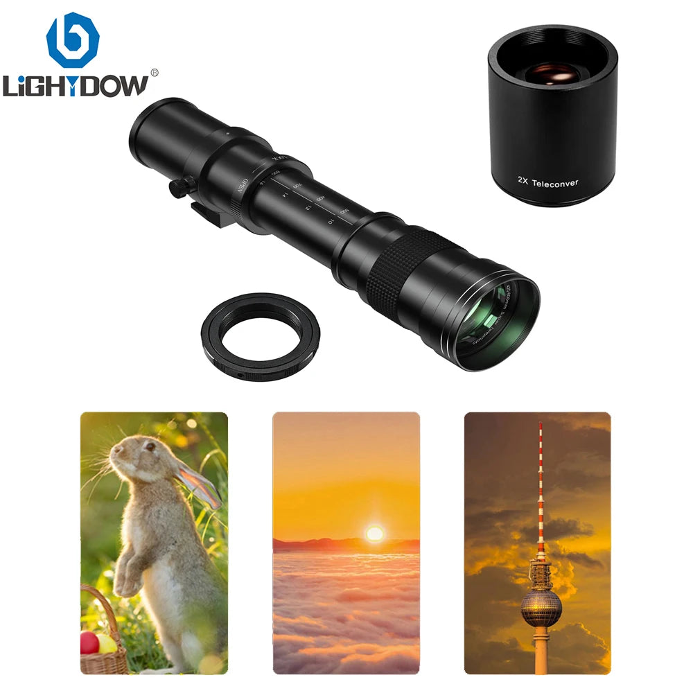 Lightdow 420-800mm F8.3 Manual Telephoto Zoom Lens With 2X Converter for Canon Nikon Sony Pentax Fujifilm Cameras