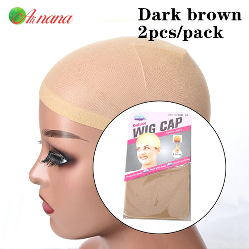2 pcs/ Pack Wig Caps Hair Nets Weave Hairnets Wig Nets Stretch Mesh Caps Stocking Caps for Making Wigs Free Size Wig Accessories