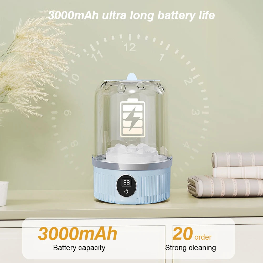 Underwear Washer with Laundry Cup Cordless Small Washing Machine Rechargeable Mini Special Washer for Travel Home and Dormitory