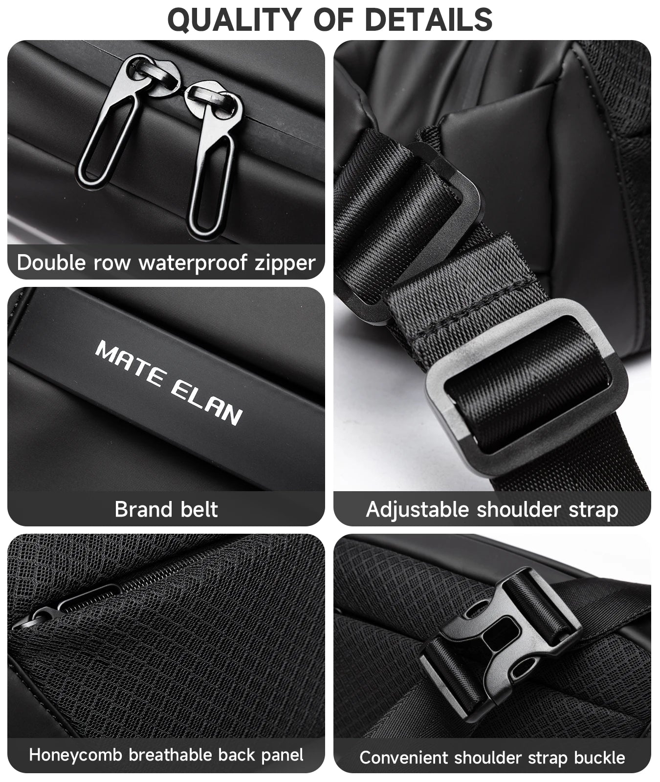 Fashionable Solid Waterproof  Men's Crossbody Shoulder Bag Daily Travel Sports Fanny Pack Bumbag Trend Phone Waist Bag