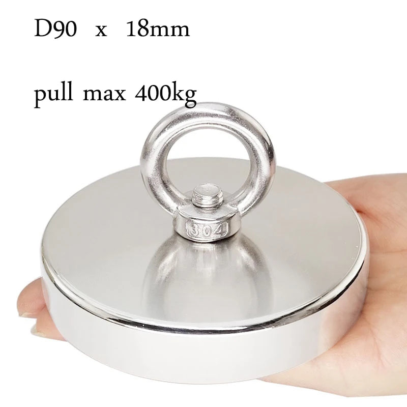 Fishing Magnets, 110lb 242lb 529lb 771lb Pull Force Super Strong Heavy Duty Rare Earth Neodymium Search Magnet For River Fishing