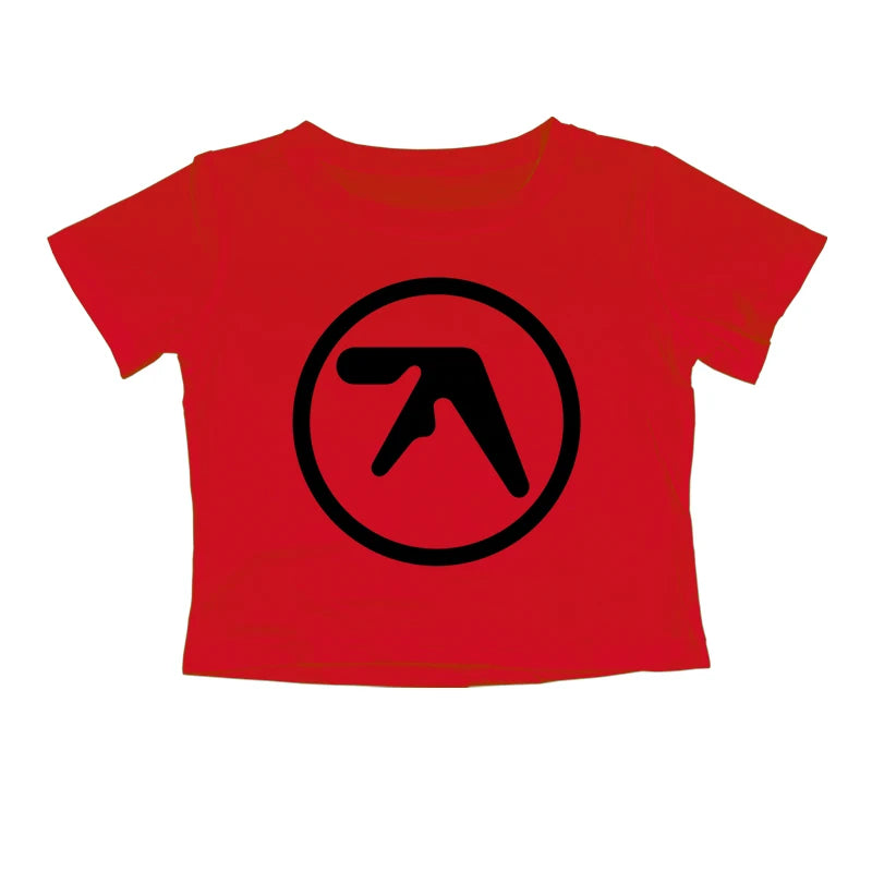 Punk Aphex Twin Print T-Shirt Crop Top Y2k