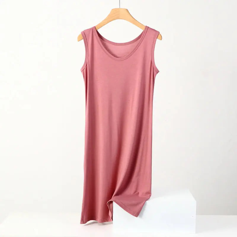XL-8XL Summer Nightgowns Women New Cotton Sleeveless Nightshirt Plus Size Loose Ladies Nightdress Casual Homewear Sleep Dress