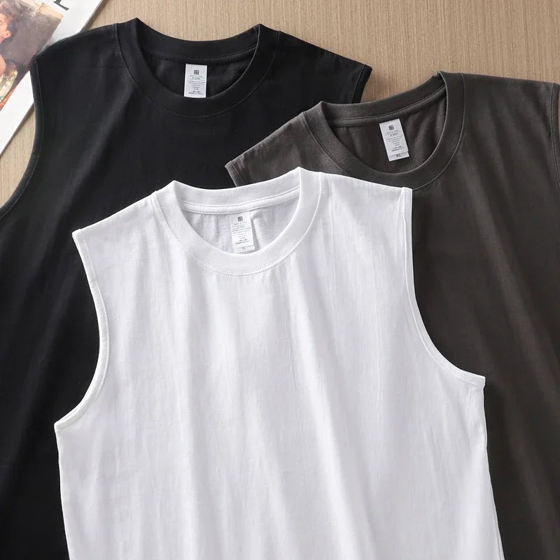 Cotton Vest Men's Tank Top 2pcs White