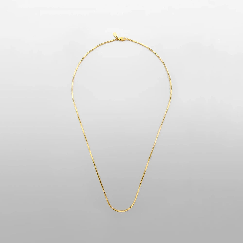 ELANDIS Stainless Steel Waterproof Platinum Charm 1.5MM Box Chain Necklace in White Golden Men's  Fine Gift Jewelry Dropshipping