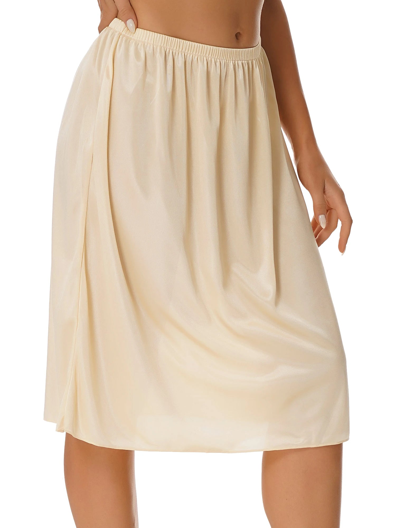 Womens Solid Color Underskirt Smooth Elastic Waistband Petticoat Inner Lining Skirt Party Prom Wedding Bridesmaid Dress Skirts
