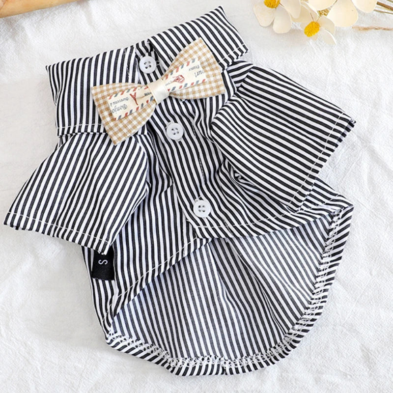 Dog Bowknot Striped Shirt Small Dogs