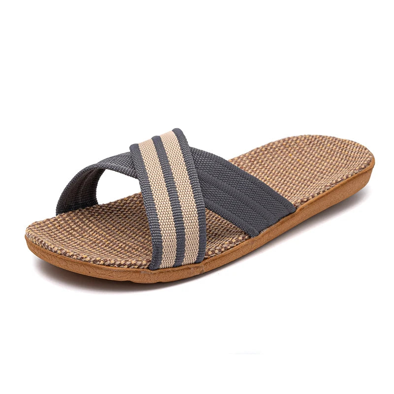 BAIRUILUN Summer Mens Slippers Shoes For Men EVA Flat Sandals Linen Lightweight Casual Slippers Women For Home Free Shipping