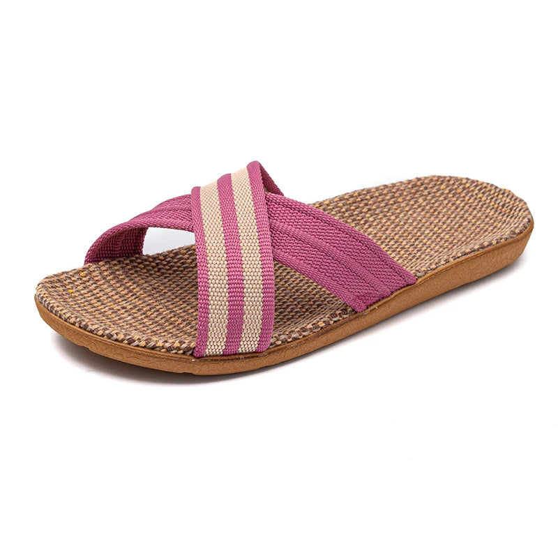 BAIRUILUN Summer Mens Slippers Shoes For Men EVA Flat Sandals Linen Lightweight Casual Slippers Women For Home Free Shipping