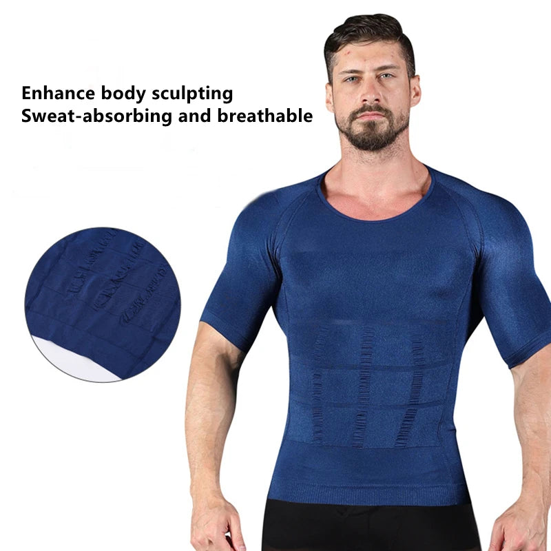 Men's Body Shaper T-Shirts Short Sleeves Corset Stomach Body Shapers Sports Stretch Men's Shapewear Short Sleeves Tank Tops