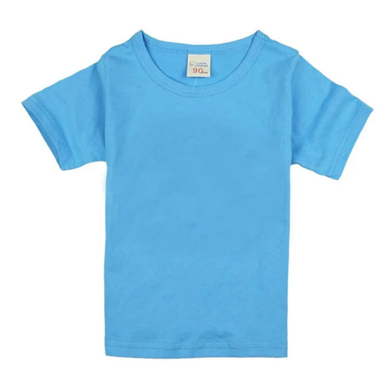 100% Cotton Summer Boys T Shirts Children's Tops Plain Cotton Girls Tops 14 Colors Teenager T-Shirts Kids T-Shirts for 1-14Years