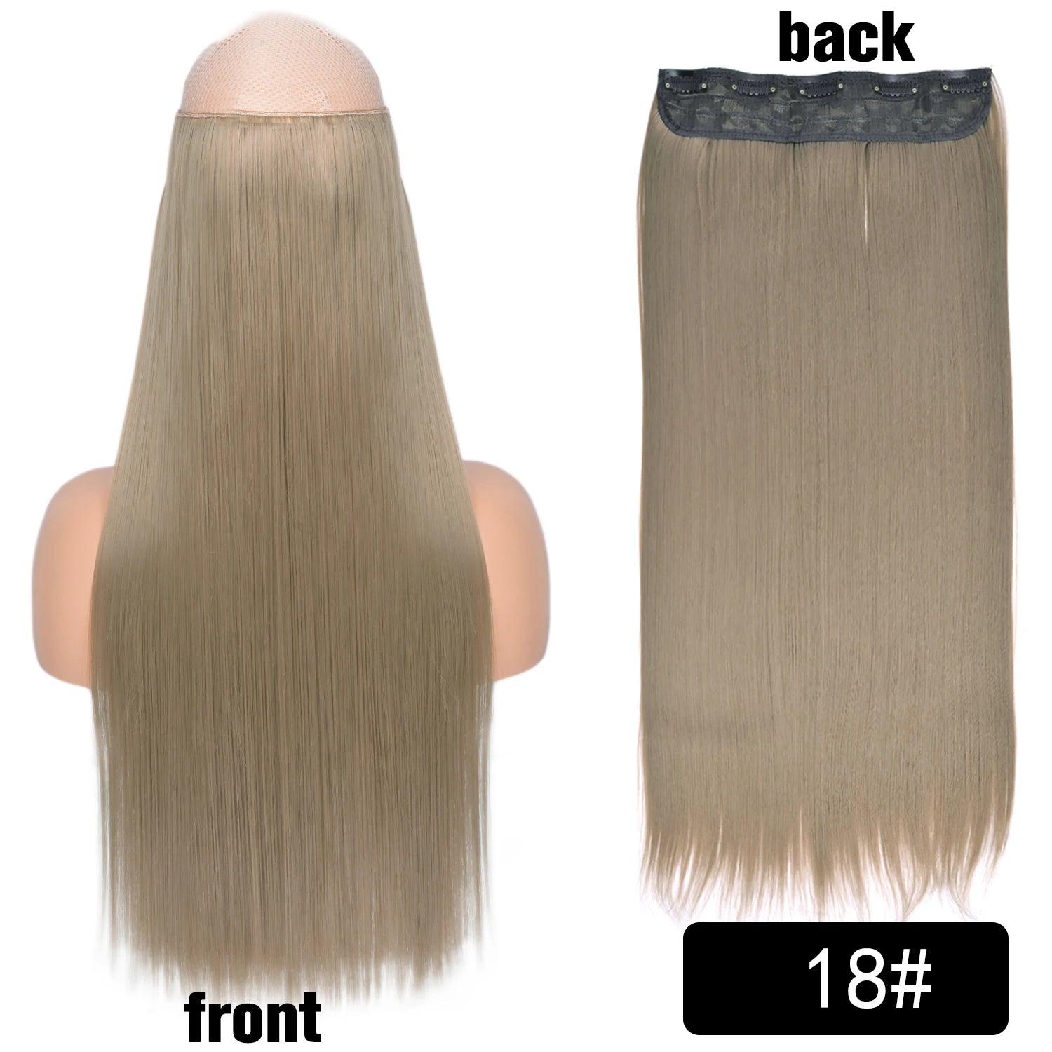 5 Clip-In Hair Extensions Long Straight One Piece Synthetic Heat-Resistant Fibre Hairpiece 22Inch Black Blonde Natural Hairstyle