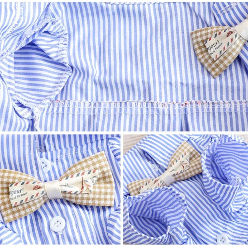 Dog Bowknot Striped Shirt Small Dogs