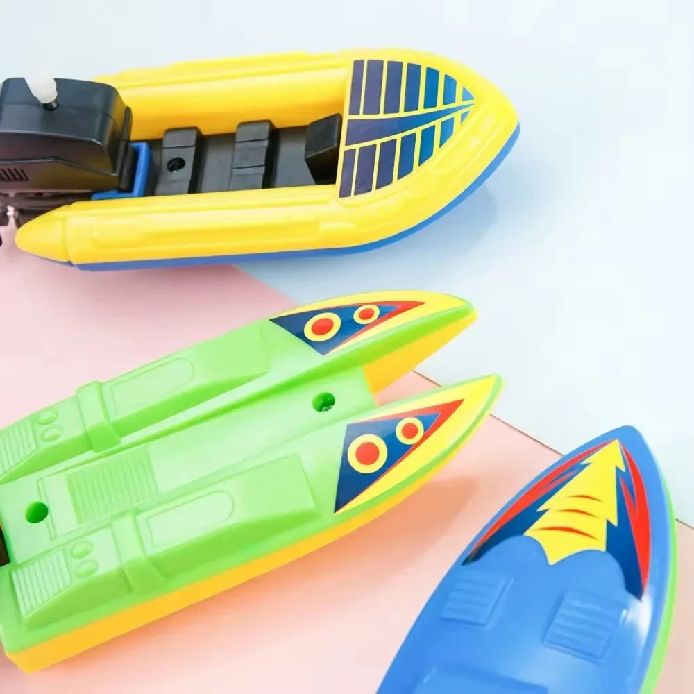 2Pcs Speed Boat Ship Wind Up Toy Float In Water Kids Toys Classic Clockwork Toy Summer Shower Bath Toys for Children' Gifts Toys