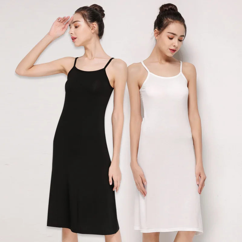 Summer Full Slips Dress For Women Soft Modal Sleeveless Underskirt Petticoat Inner Sling Dress Full Slip Women Under Dress