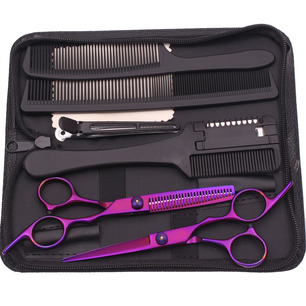 6.0'' Hair Scissors Professional Cutting Shears Thinning Hairdressing Haircut Comb Razors Sets Salon Barber & Home Dropshipping