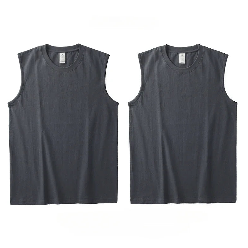 Cotton Vest Men's Tank Top 2pcs White