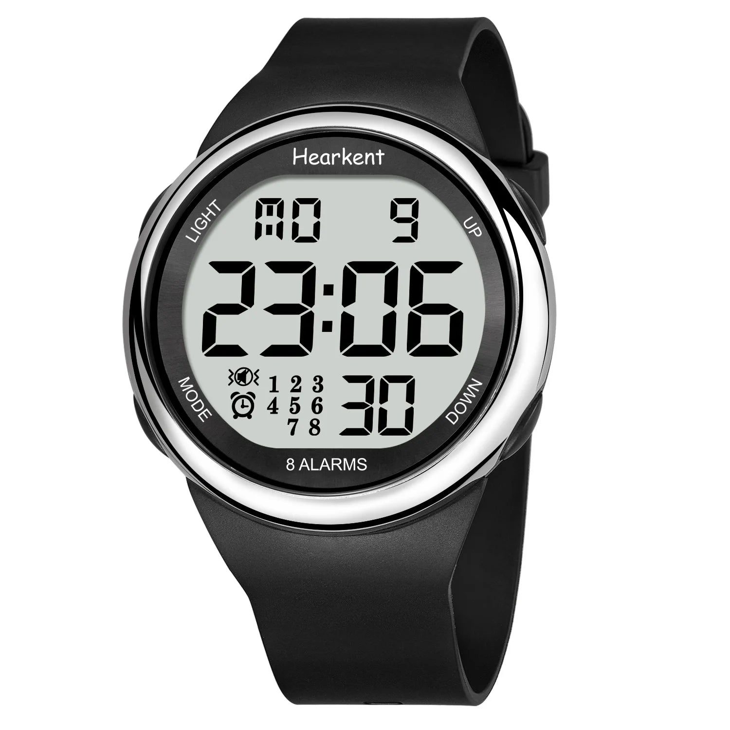 Hearkent Unisex 8 Vibrating Alarms Watch Medication Pill Clock Reminder Big Number Watch Waterproof for Deaf Digital Wristwatch
