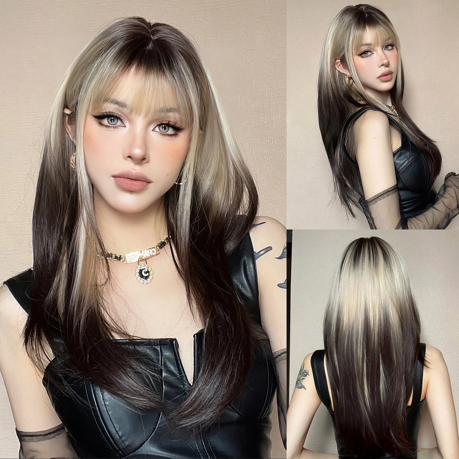 Light Blonde Straight Synthetic Wig - Long