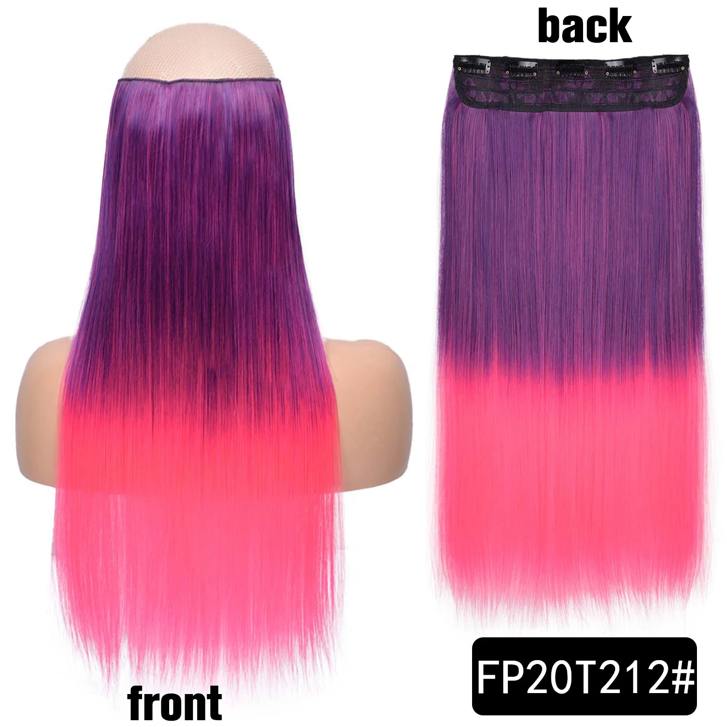5 Clip-In Hair Extensions Long Straight One Piece Synthetic Heat-Resistant Fibre Hairpiece 22Inch Black Blonde Natural Hairstyle