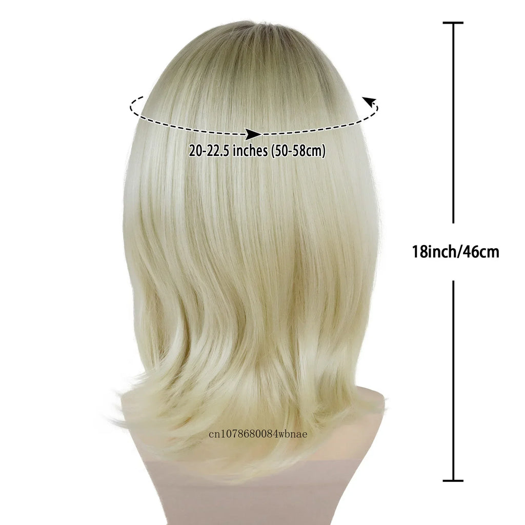 Synthetic Bride of Chucky Cosplay Wigs for Women Medium Curly Wavy Ombre Blonde Wig Halloween Costume Dress Up Party Daily Use