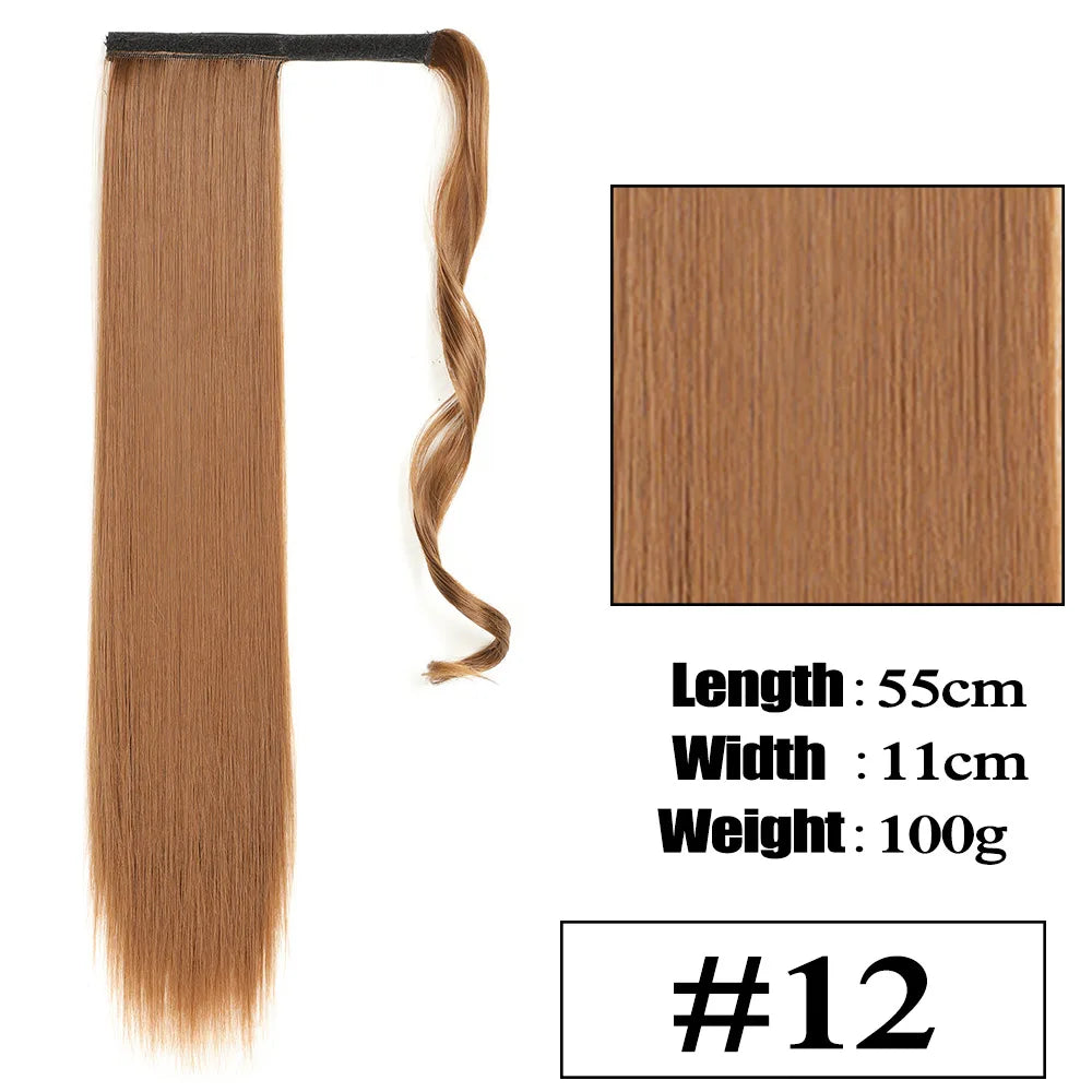 VIVIEIEI Ponytail Hair Extension 22 Inch 100g Natural Black Ponytail Extension Clip in Wrap Around Hair Extension Hairpieces