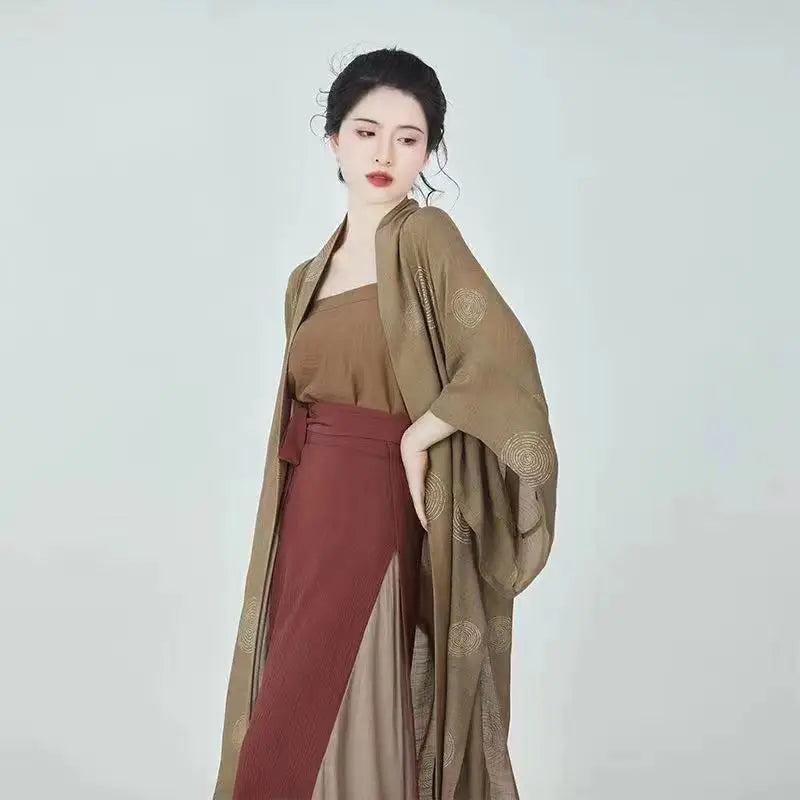 2025 summer new hanfu chinese ancient song dynasty women clothes daily loose casual improved three pieces elegant hanfu set s369