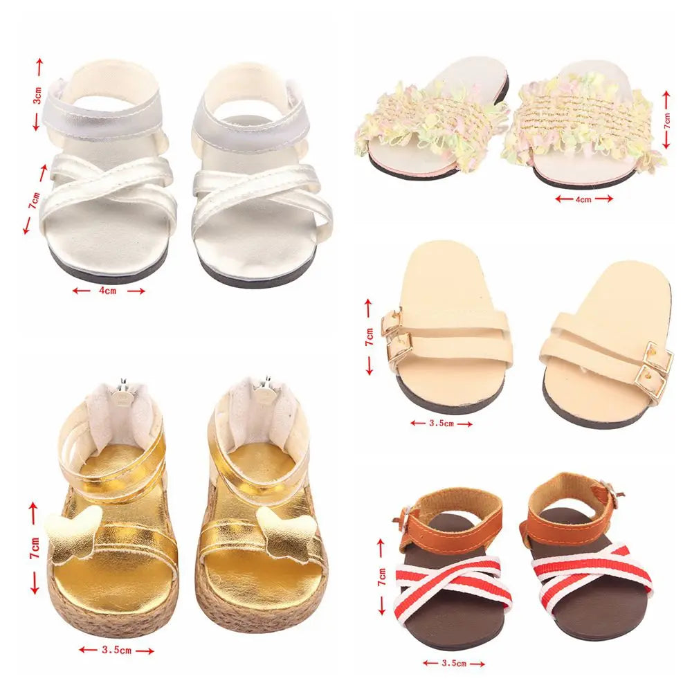 Fashion Fit 18Inch/43cm Change Clothes Game Mini Sandals Dollhouse Accessories Beach Slippers Doll Shoes