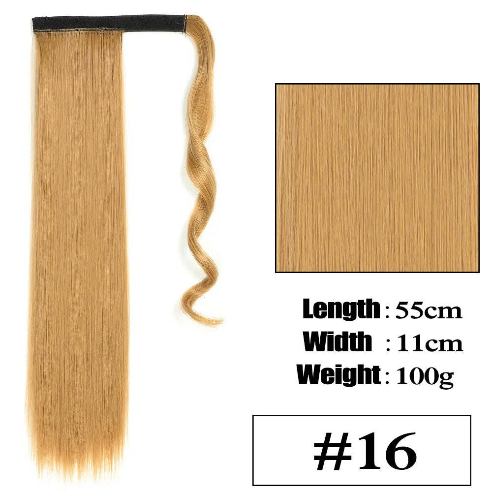 VIVIEIEI Ponytail Hair Extension 22 Inch 100g Natural Black Ponytail Extension Clip in Wrap Around Hair Extension Hairpieces