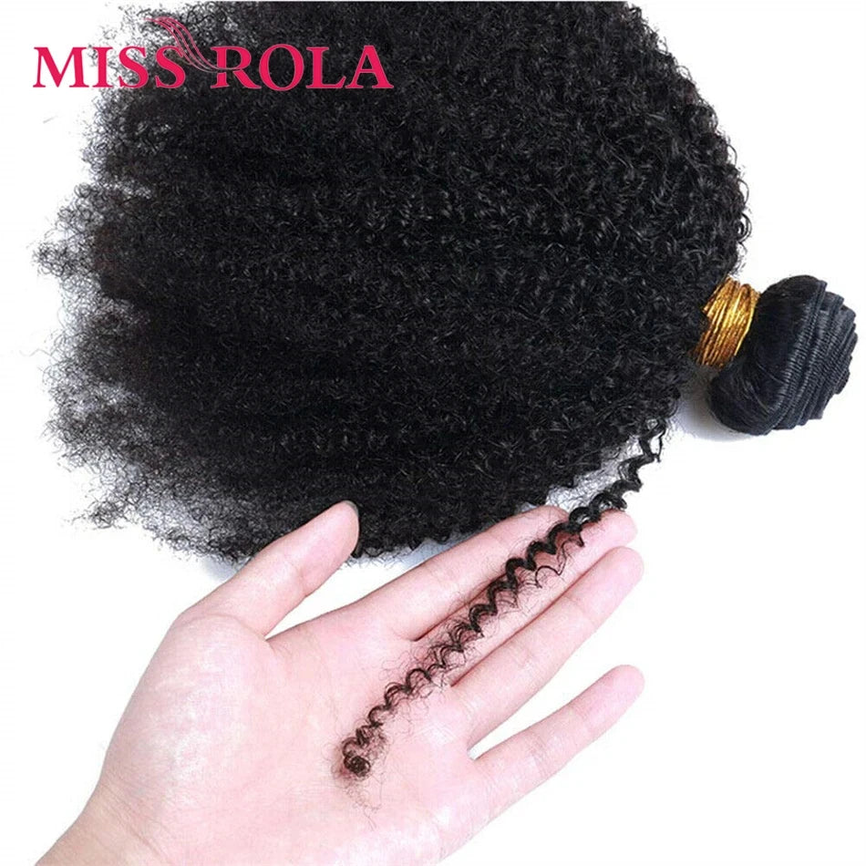 Miss Rola Afro Kinky Hair Weave Bundles 100% Human Hair Natural Color Curly Hair Extension Peruvian Remy Double Wefts
