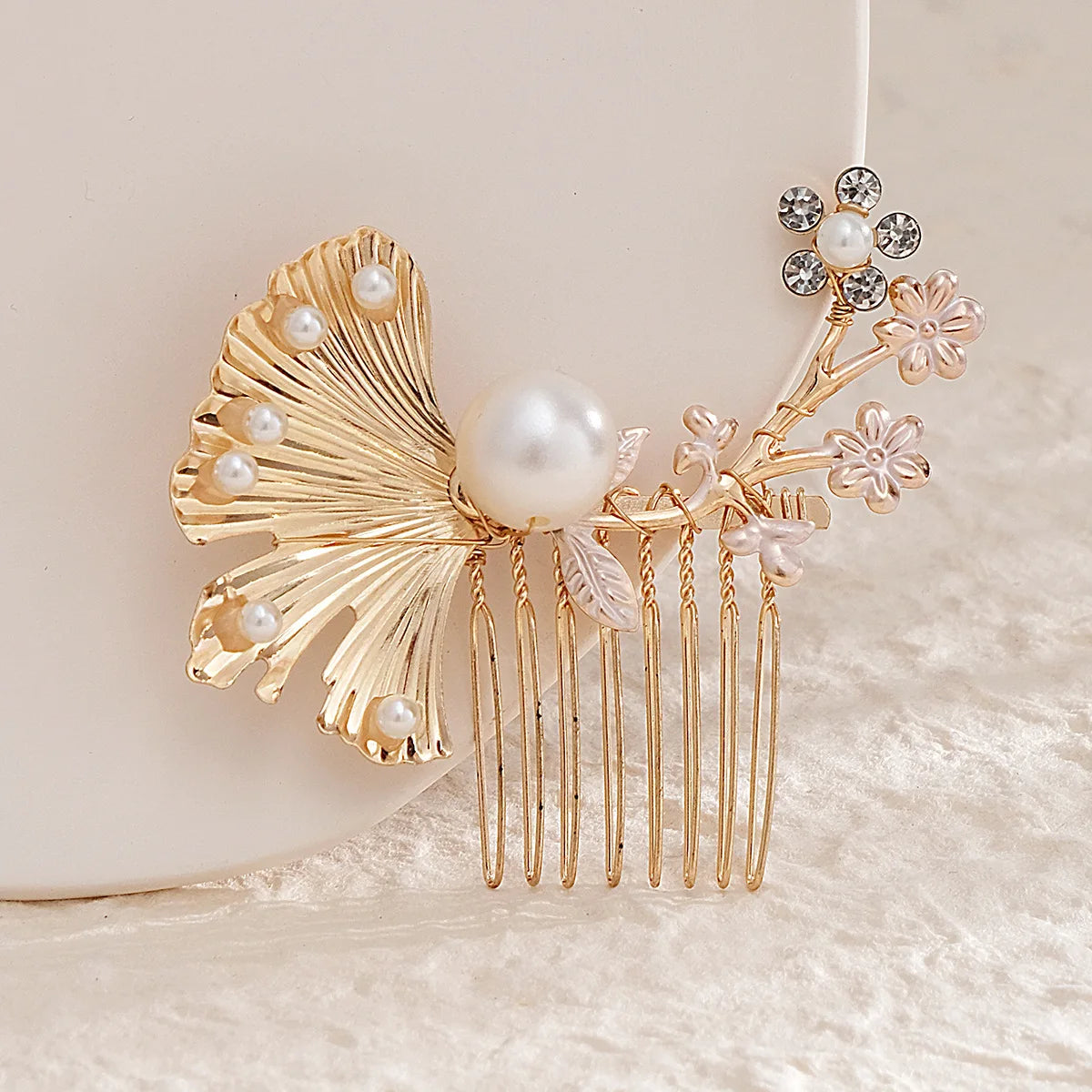 Bride Wedding Hair Comb Gold Flower Hairpin