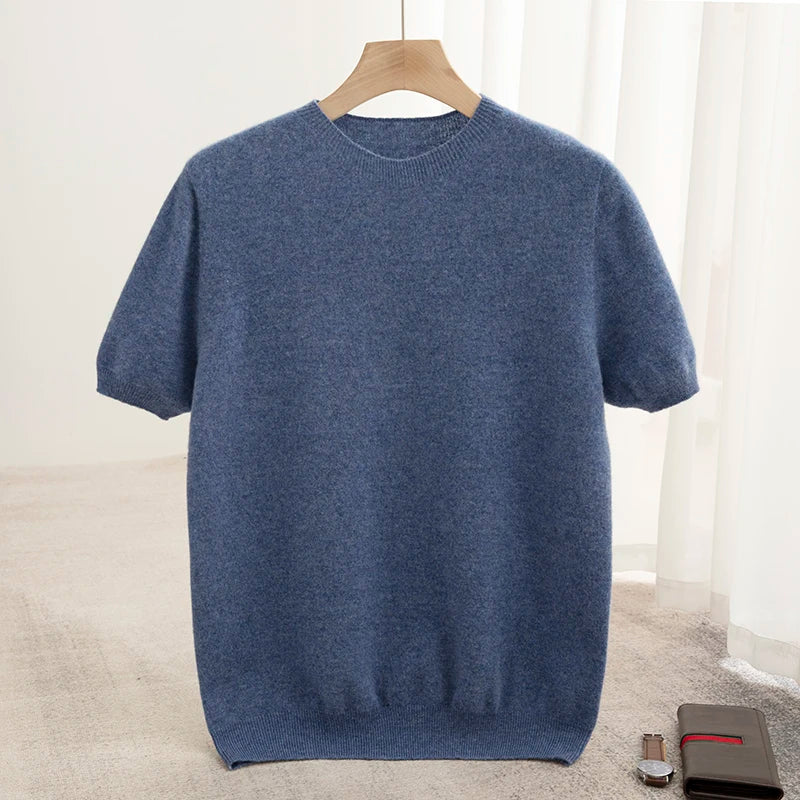Men's Pure Wool T-Shirt Sweater O-neck