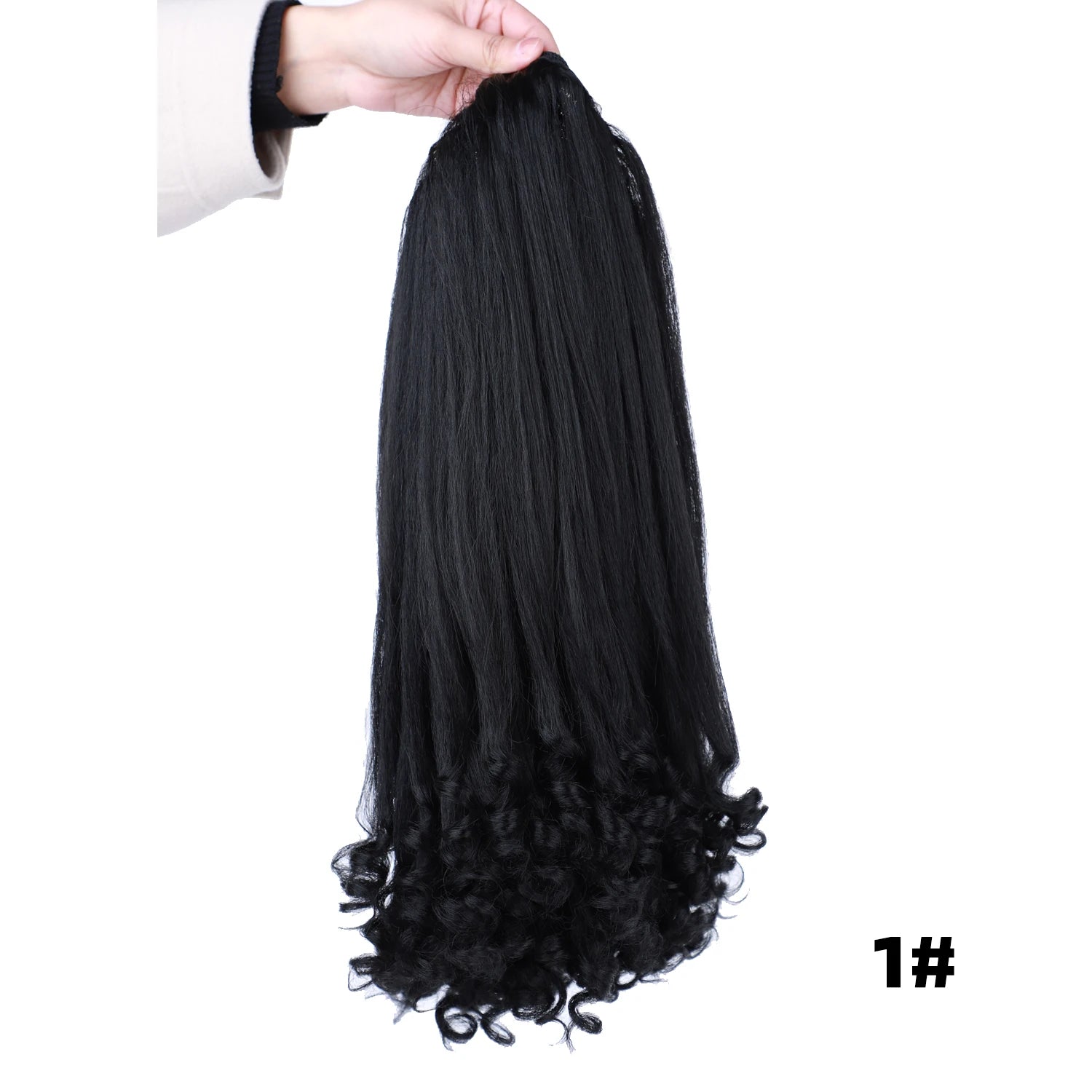 Lydia Tail Dancing Loose Curly Synthetic 20" Kinky Straight Hairpieces Two Plastic Comb Drawstring Ponytail Hair Extension Black