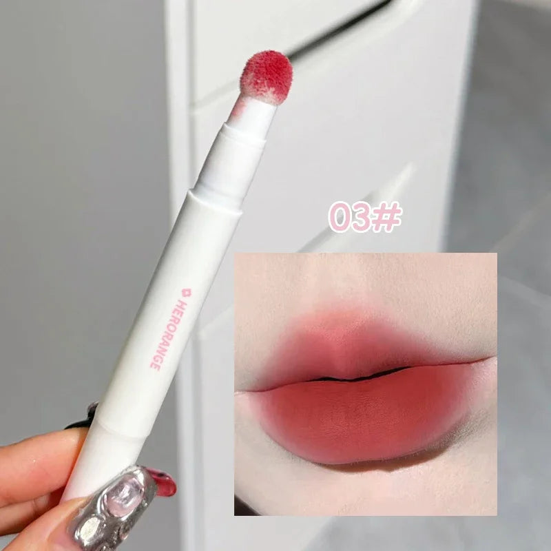 Liquid Lipstick with Cushion Applicator Velvet Matte Lip Gloss Moisturizing Cream Soft Liquid Blush Lip Stick Multi-uses Makeup