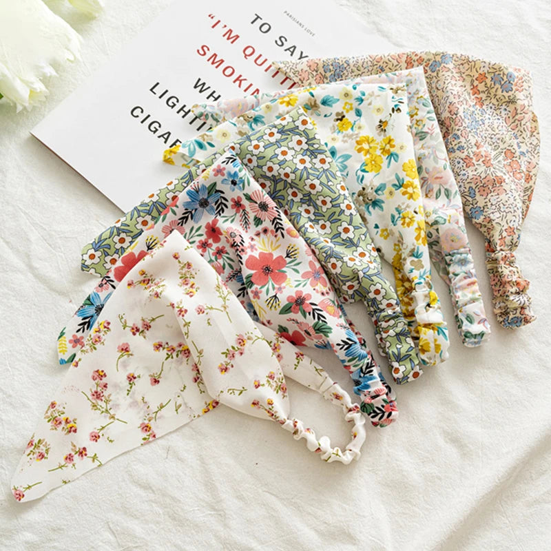 Floral Turban Triangle Hair Scarf Headband